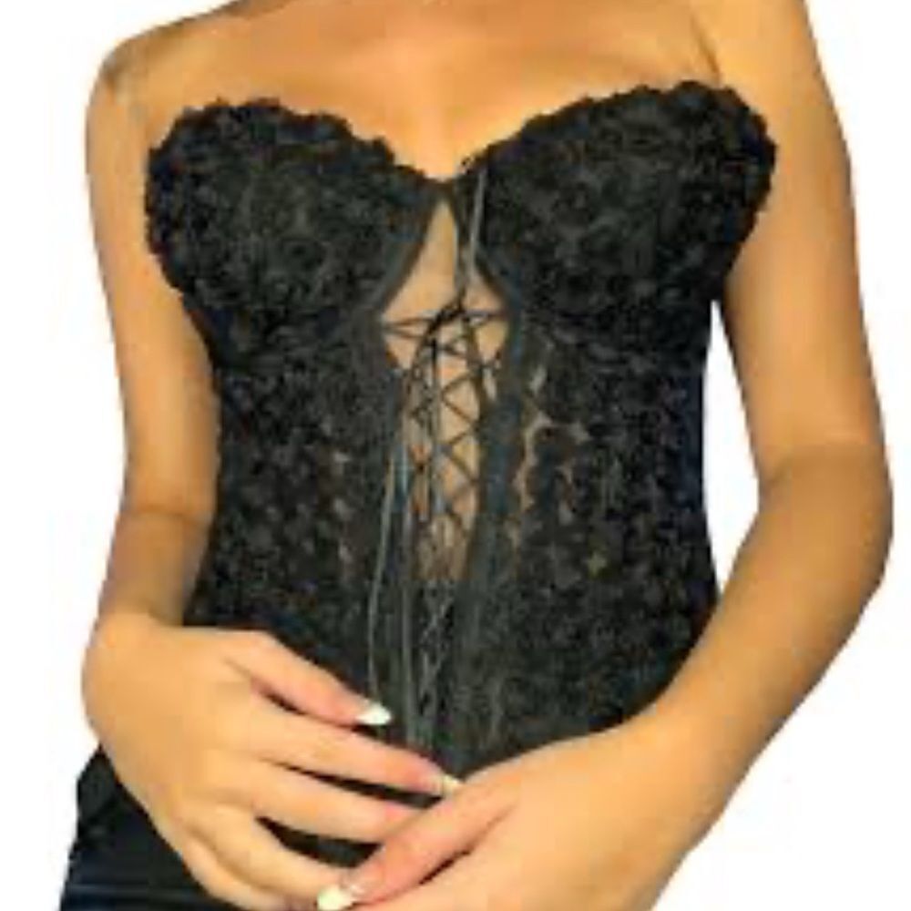 Rene Rofe Black Rose Corset Top